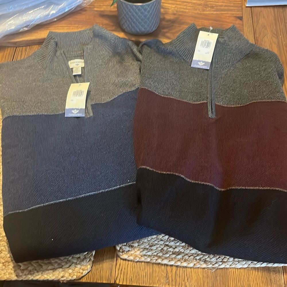 Dockers  XXL two lightweight, tricolor, sweaters quarter zip